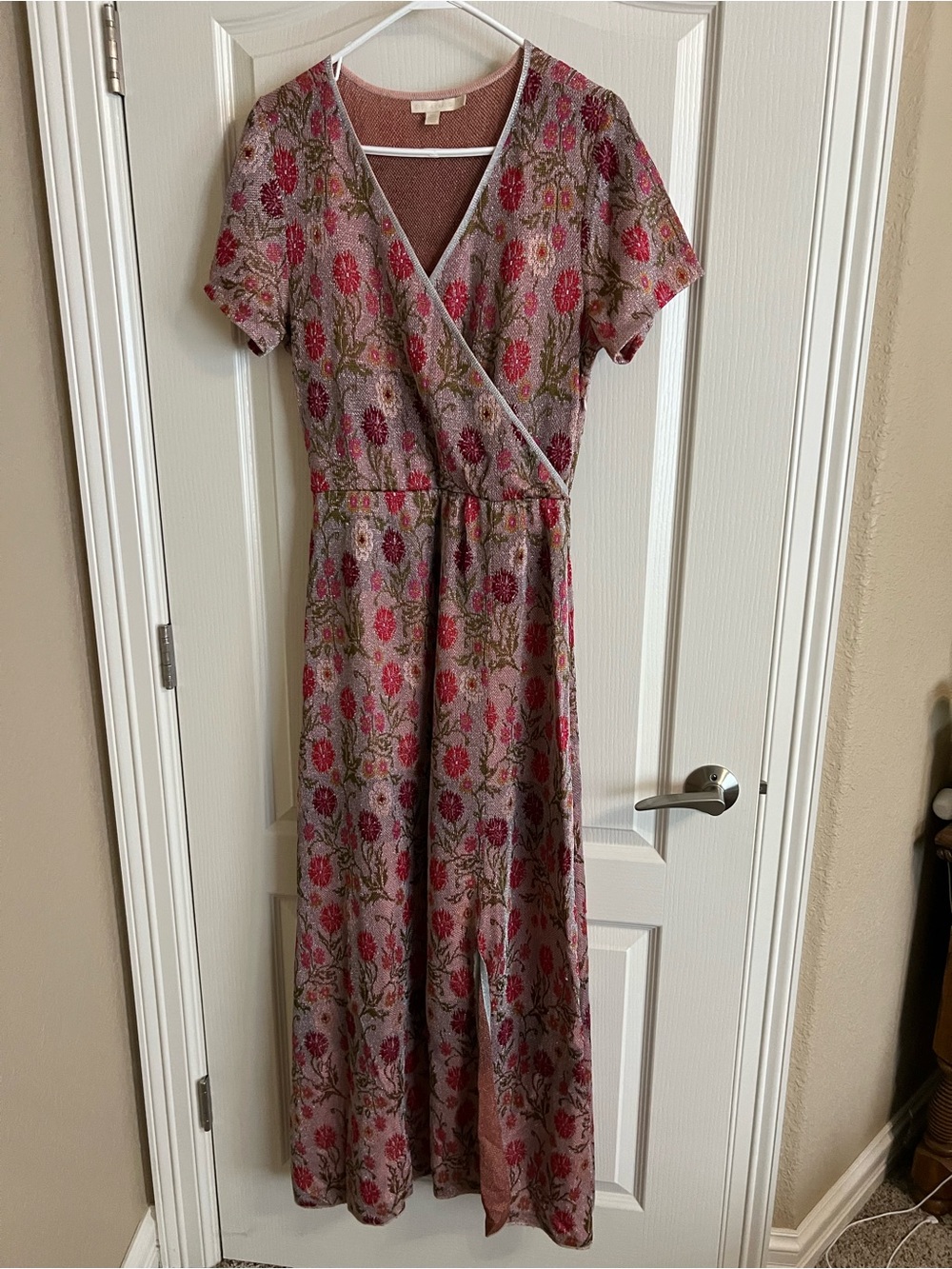 Floral Wrap Maxi Dress in Dusty Rose from Anthropologie